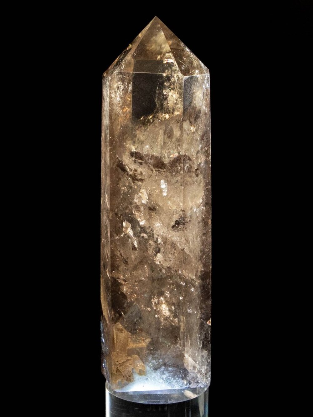 7" Premium Smoky Quartz Tower 688g Crystal Wand Rainbow Inclusions